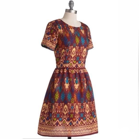 Modcloth "Naturalist Talent" Dress in Rust Sz XS NWOT - Picture 2 of 9